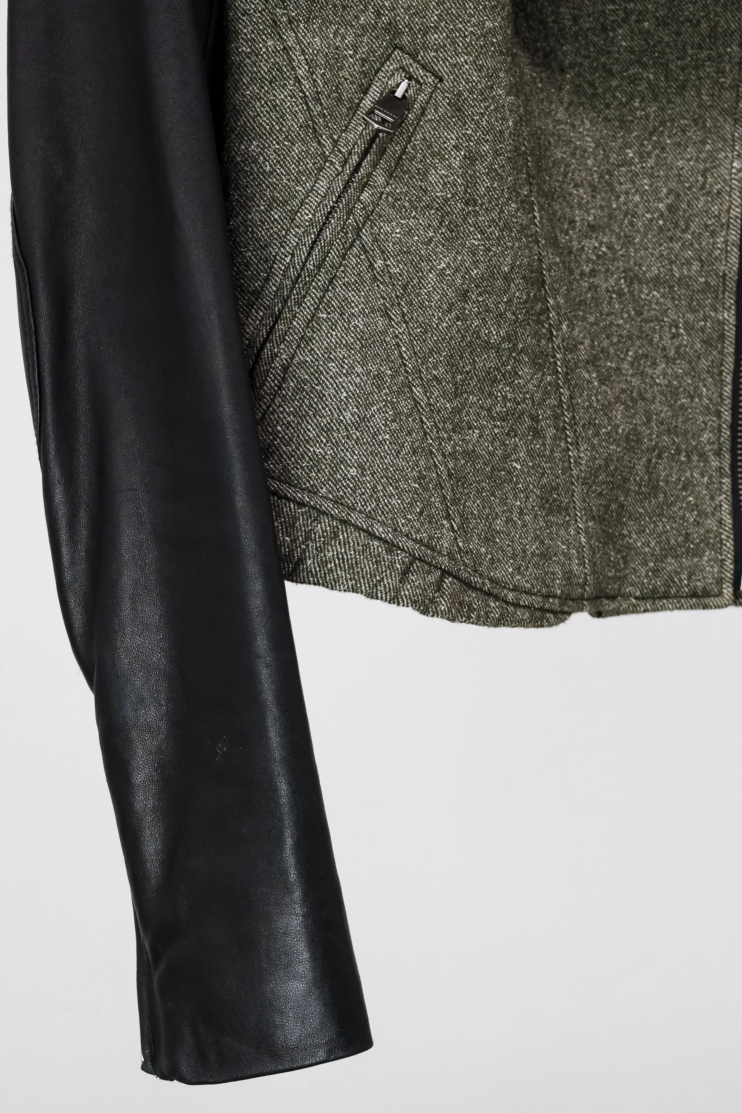 Wool jacket 2025 leather sleeves